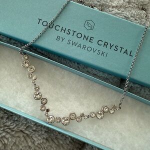 Touchstone Crystal Silver Necklace with Clear Crystals